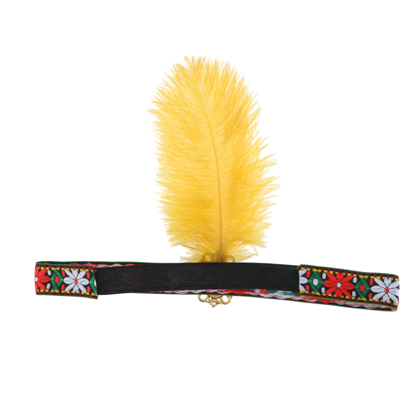 Diadema de plumas estilo tribal para mujer, tono dorado y amarillo, 1 unidad