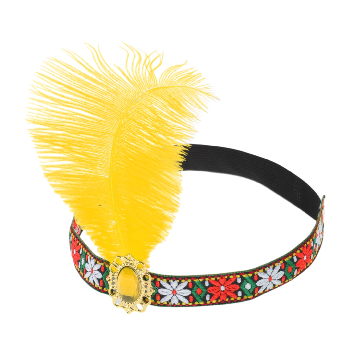 Tribal Style Feather Headband for Women Gold Tone Yellow 1 Pc