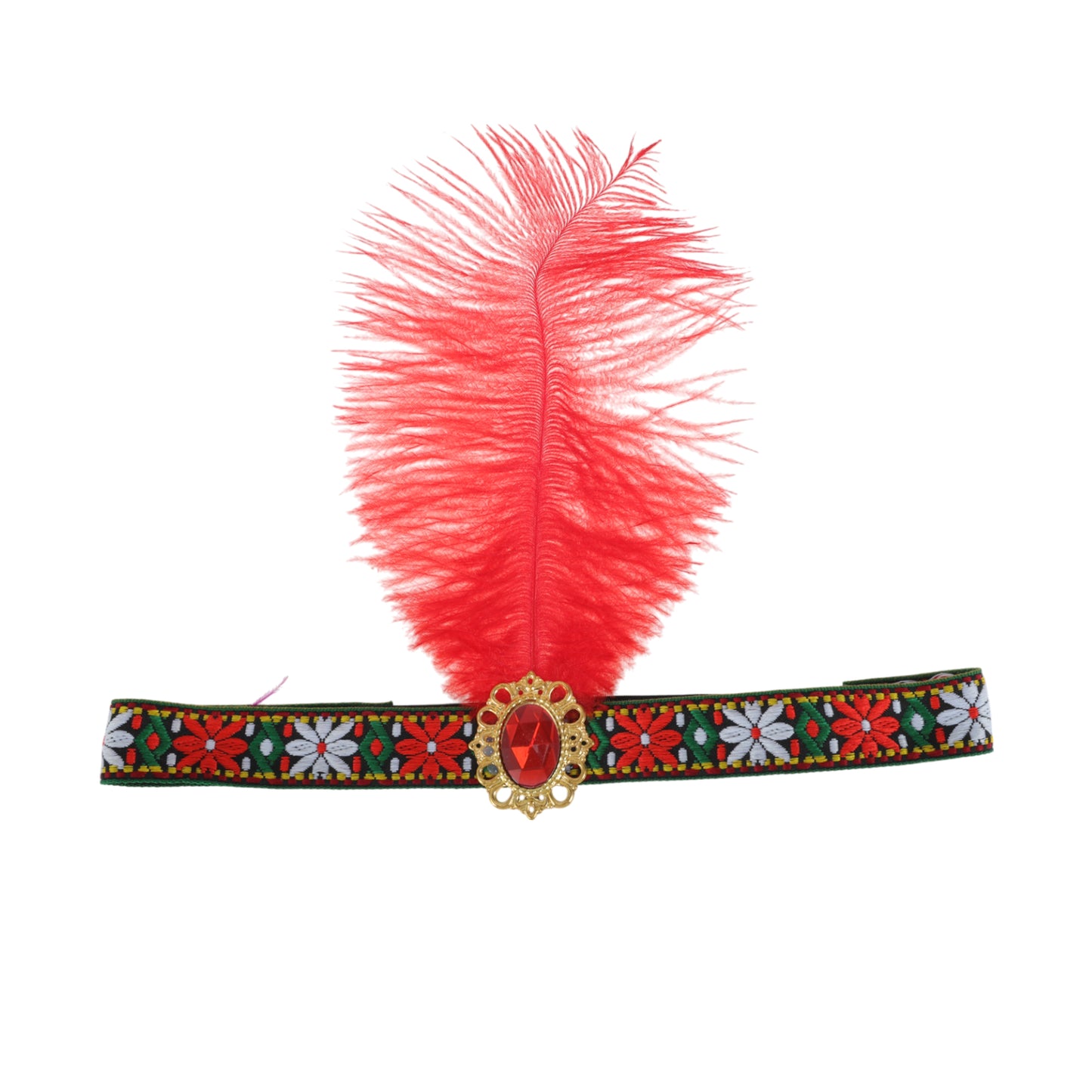 Tribal Style Feather Headband for Women Red 1 Pc