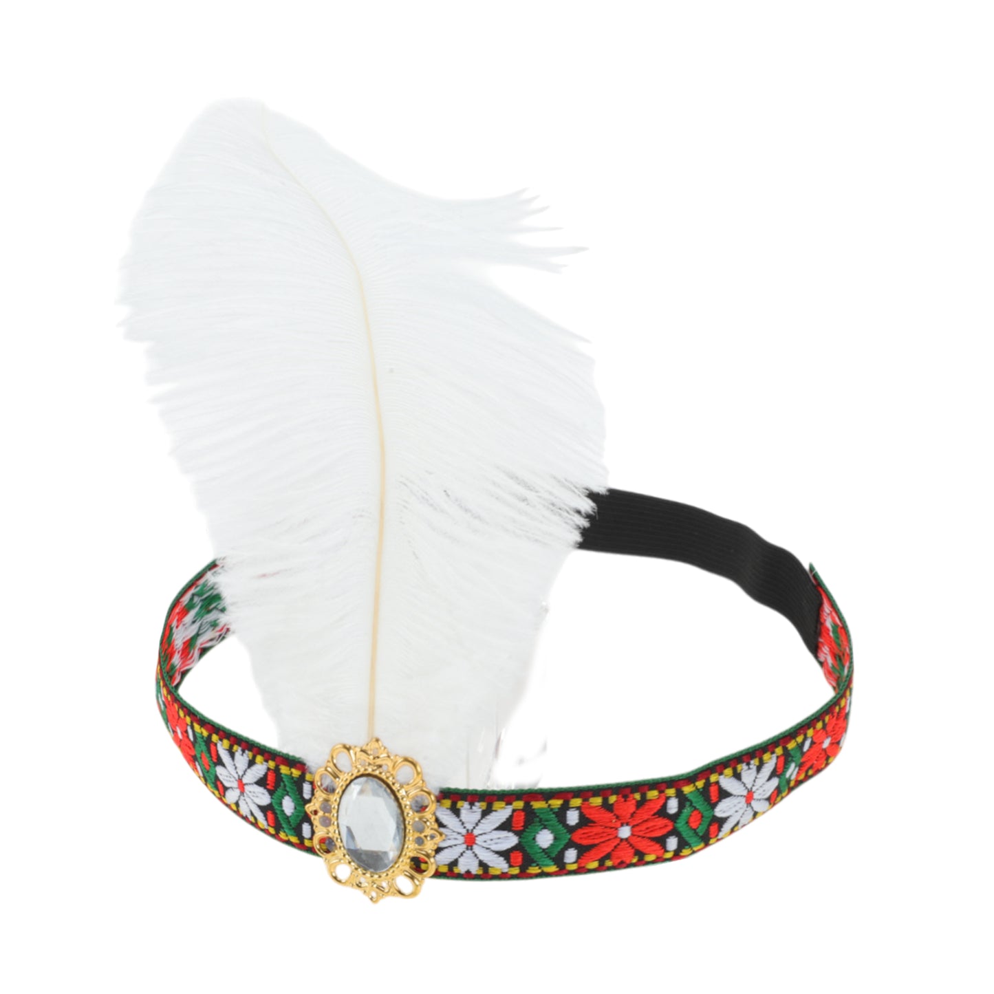 Diadema de plumas estilo tribal para mujer, color blanco, 1 unidad