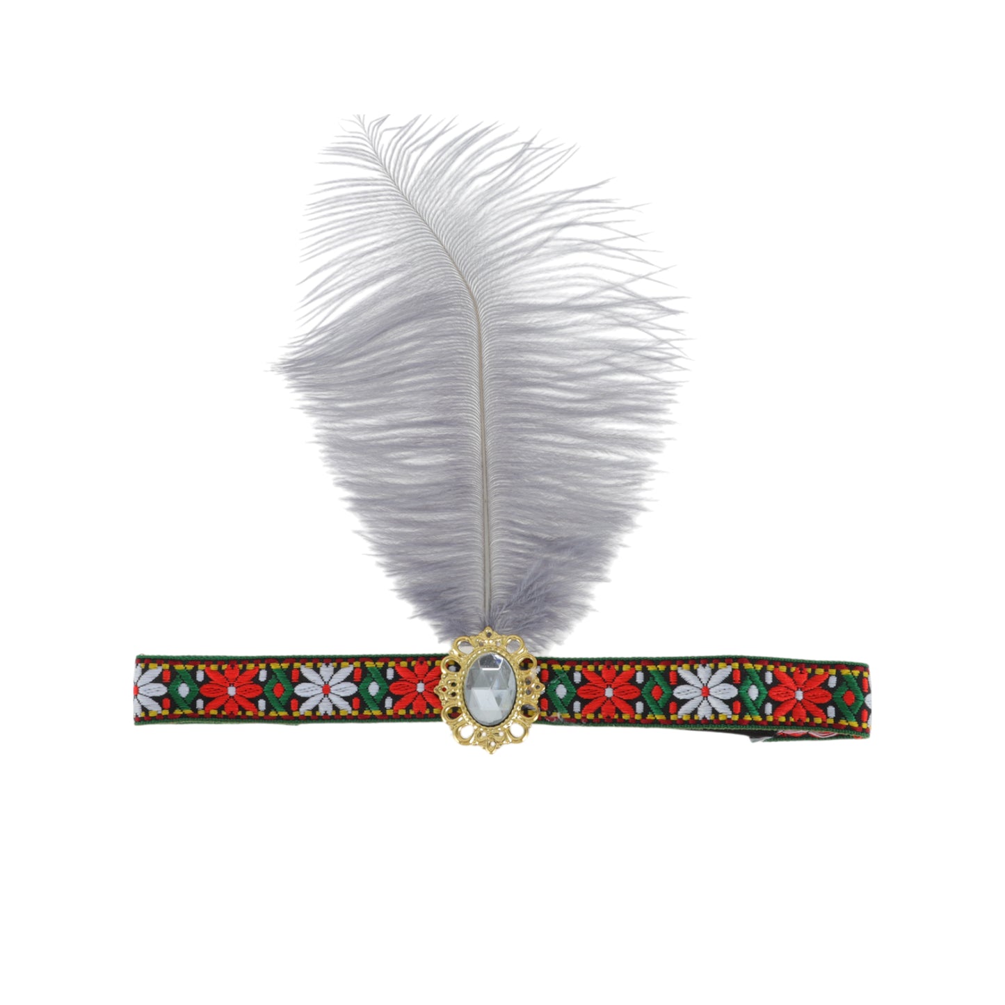 Diadema de plumas estilo tribal para mujer, color gris, 1 unidad