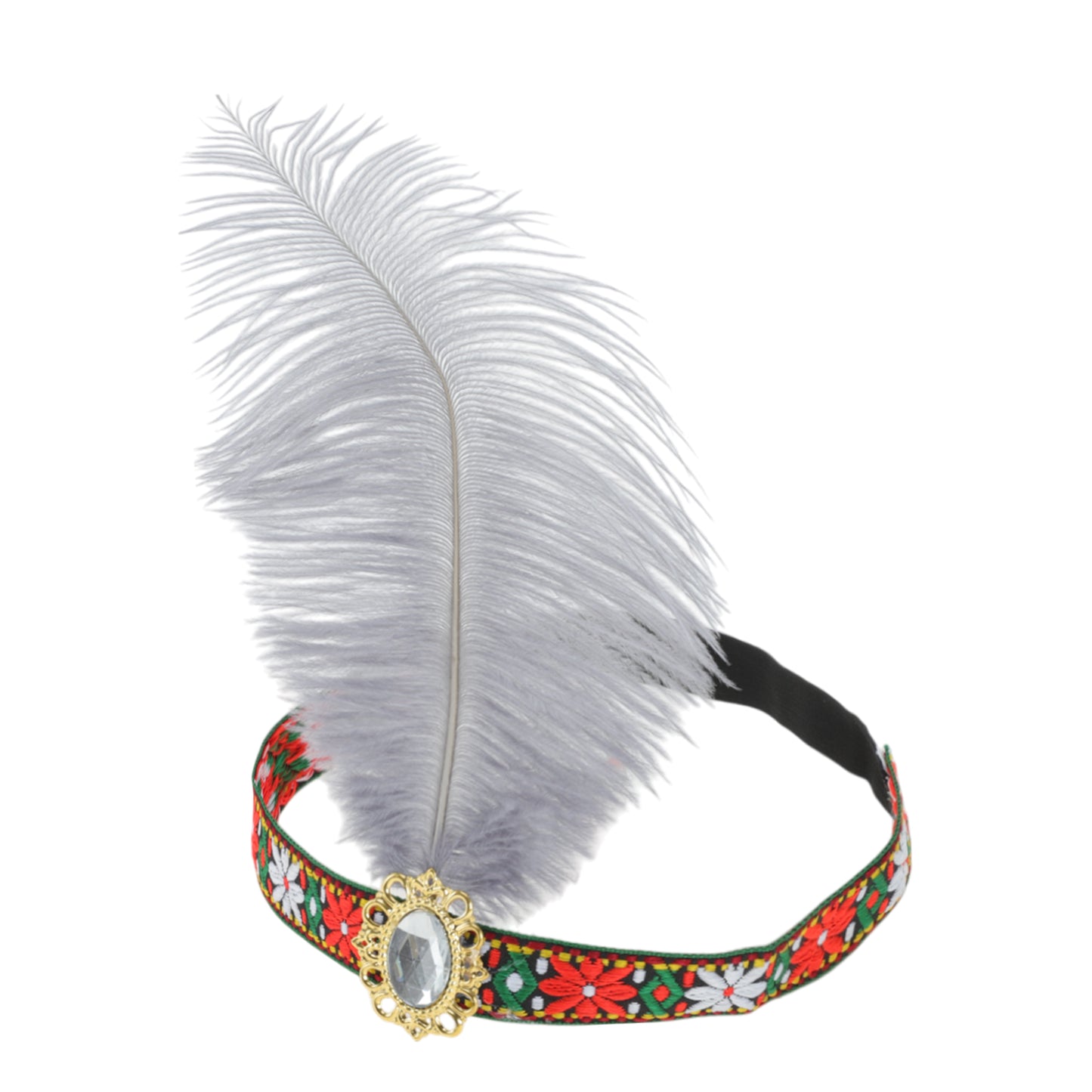Diadema de plumas estilo tribal para mujer, color gris, 1 unidad
