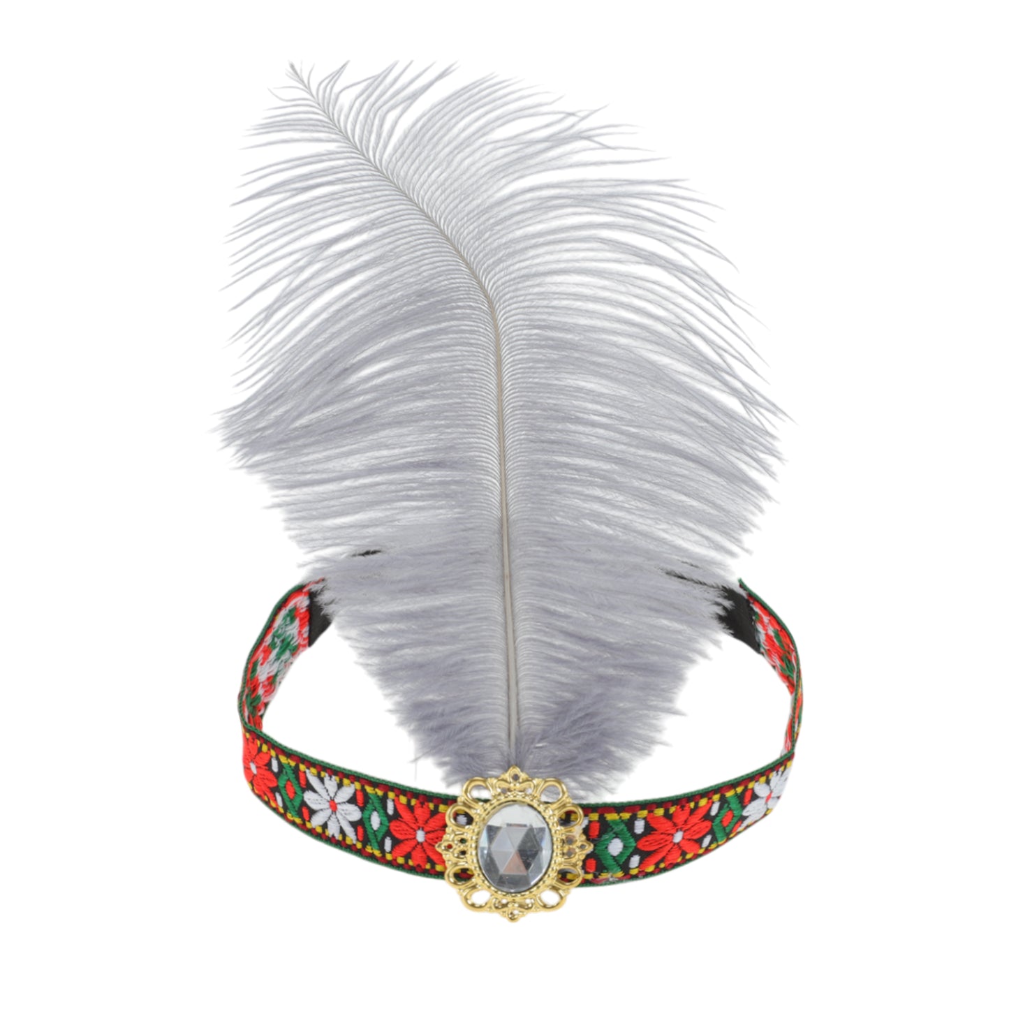Diadema de plumas estilo tribal para mujer, color gris, 1 unidad