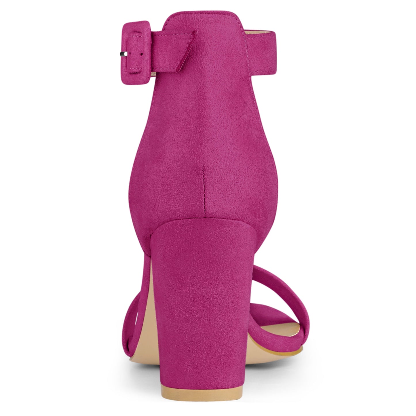 Allegra K Ankle Strap Chunky Block Heel Sandals Hot Pink