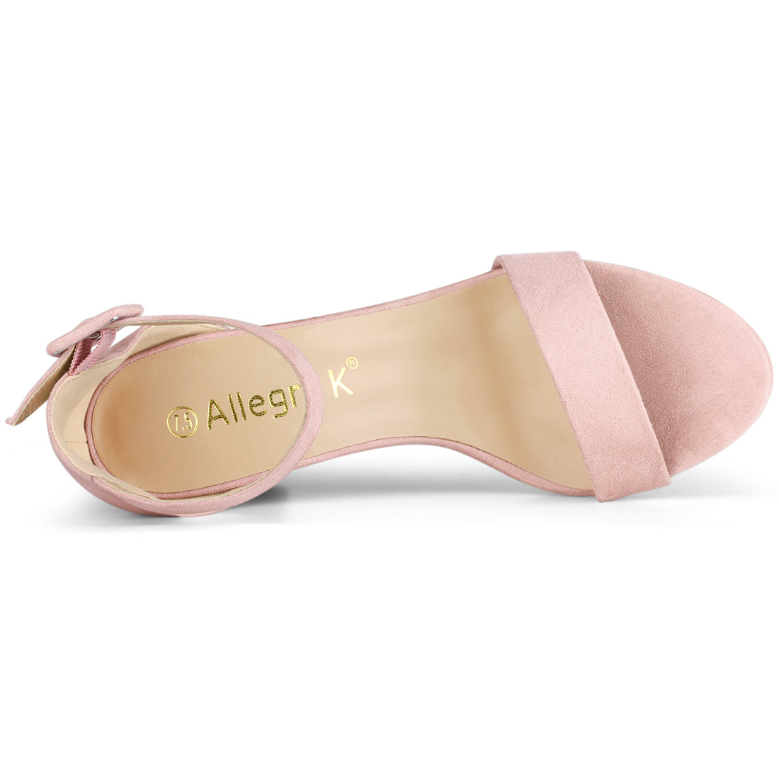 Allegra K Ankle Strap Chunky Block Heel Sandals Light Pink