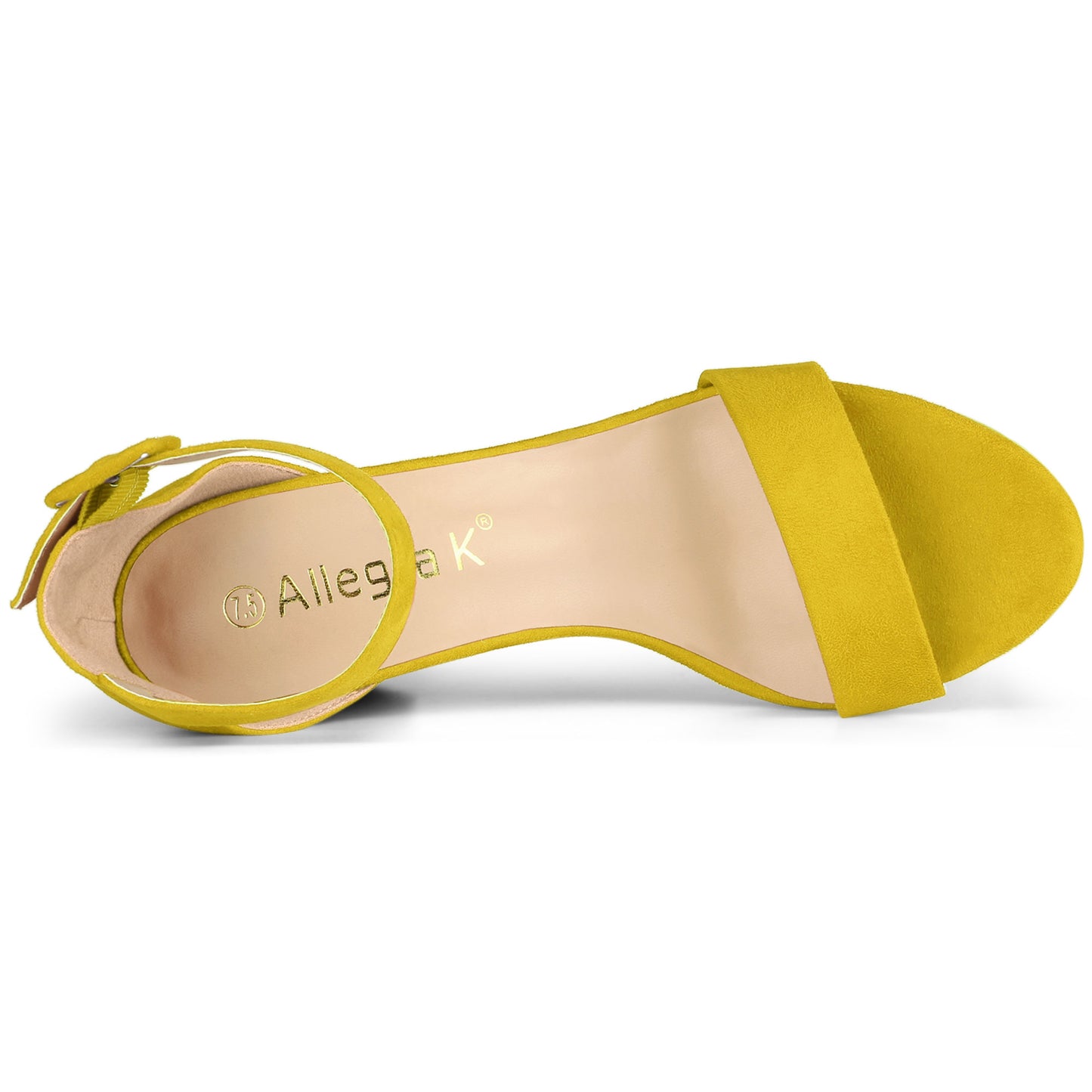 Allegra K Ankle Strap Chunky Block Heel Sandals Yellow