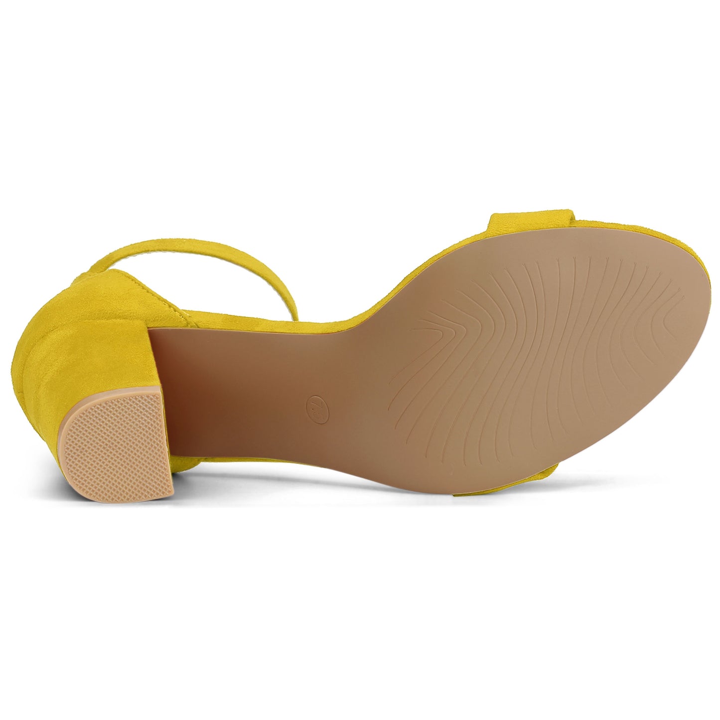 Allegra K Ankle Strap Chunky Block Heel Sandals Yellow