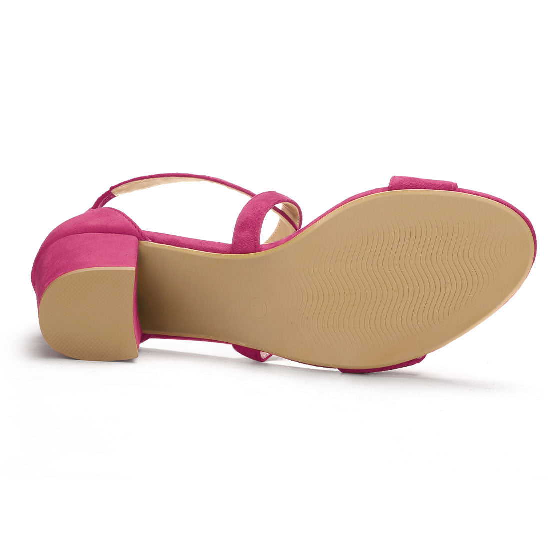 Allegra K Straps Mid Heel Ankle Strap Sandals Hot Pink