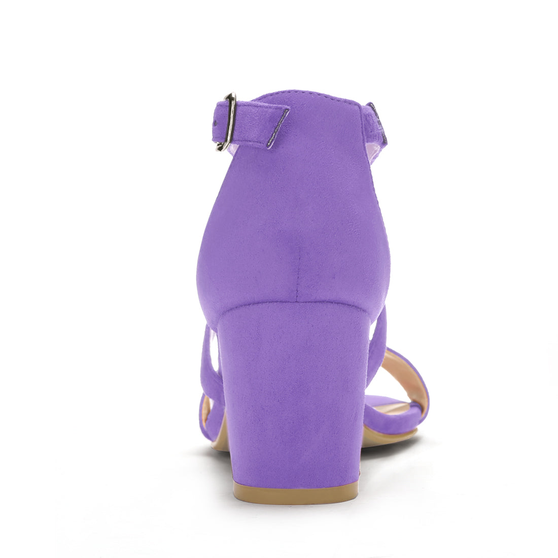 Allegra K Straps Mid Heel Ankle Strap Sandals Purple