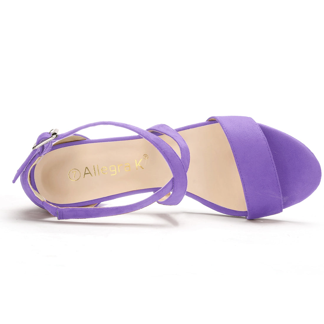 Allegra K Straps Mid Heel Ankle Strap Sandals Purple