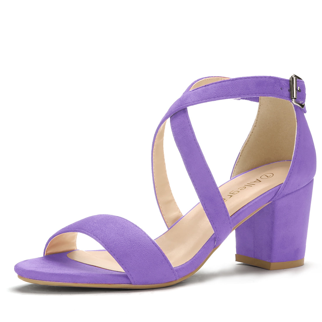 Allegra K Straps Mid Heel Ankle Strap Sandals Purple