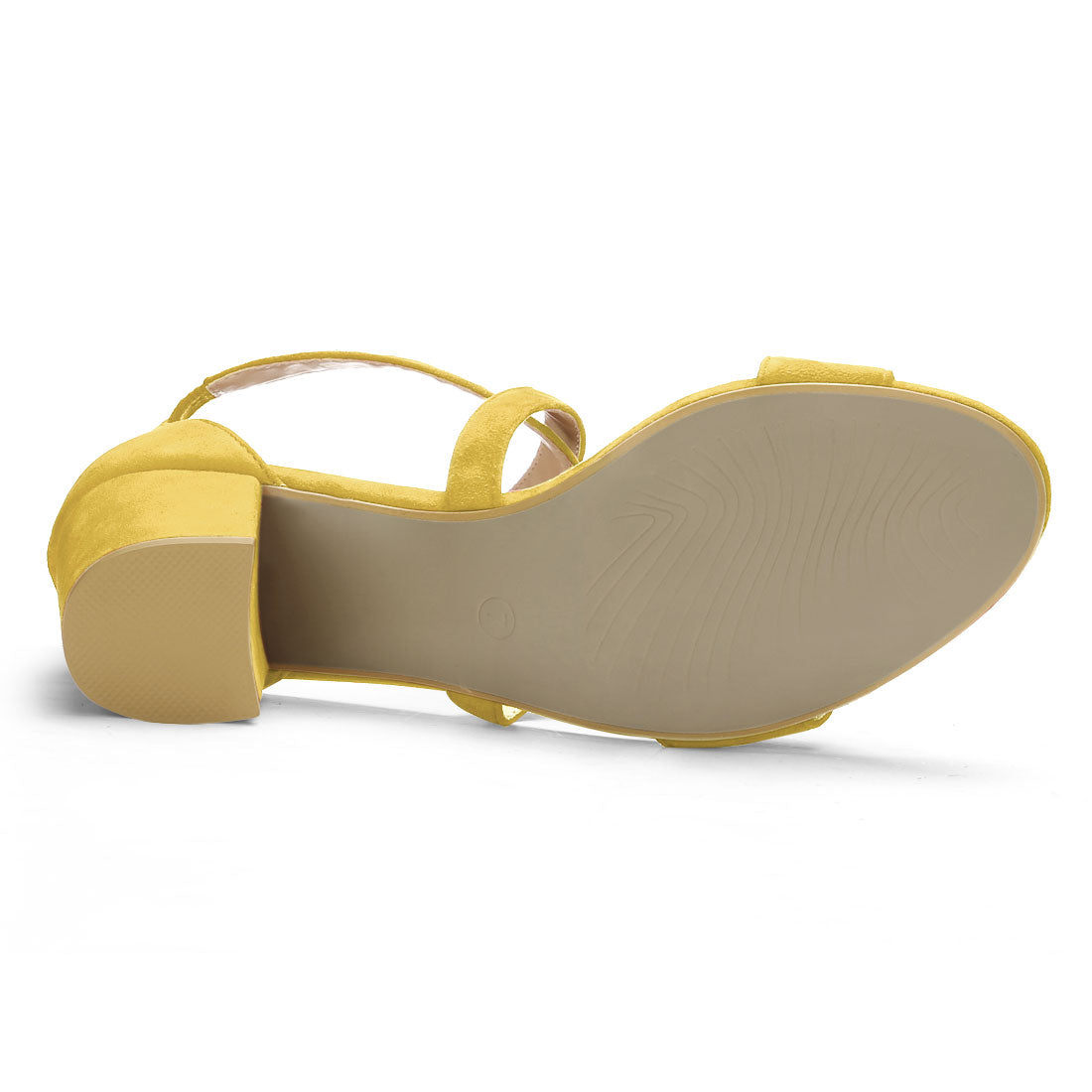 Allegra K Straps Mid Heel Ankle Strap Sandals Yellow