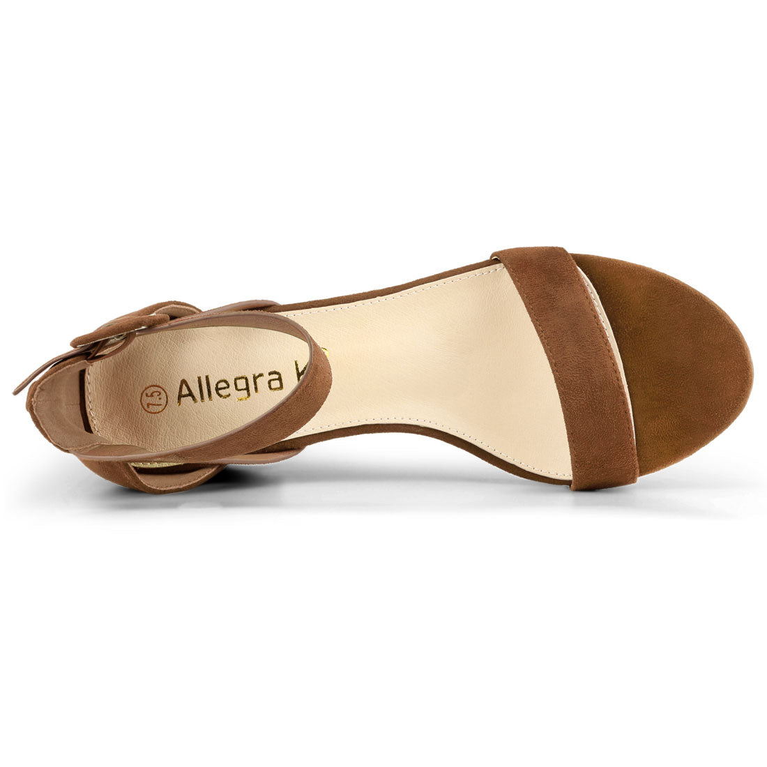 Allegra K Ankle Strap Chunky Heel Sandal Shoes Brown