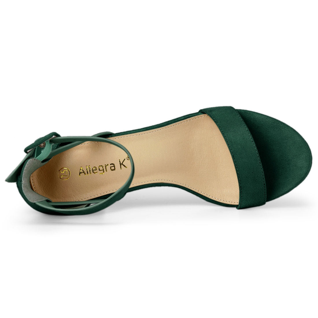 Allegra K Ankle Strap Chunky Heel Sandal Shoes Green