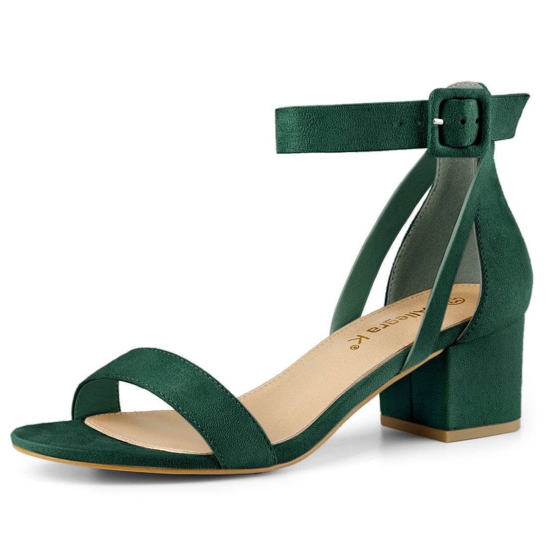 Allegra K Ankle Strap Chunky Heel Sandal Shoes Green