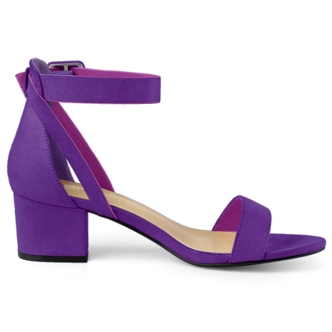 Allegra K Ankle Strap Chunky Heel Sandal Shoes Purple