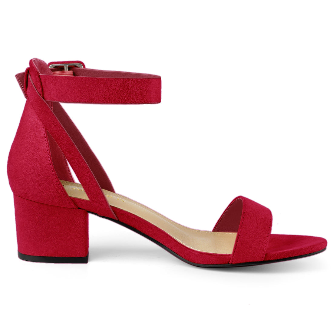 Allegra K Ankle Strap Chunky Heel Sandal Shoes Red