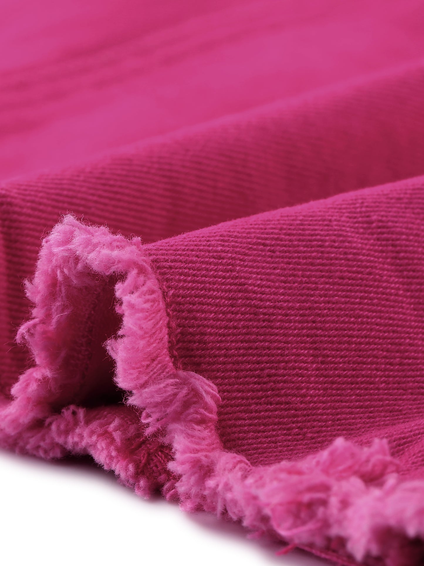 Agnes Orinda Plus Size Classic Washed Front Frayed Denim Jacket Hot Pink