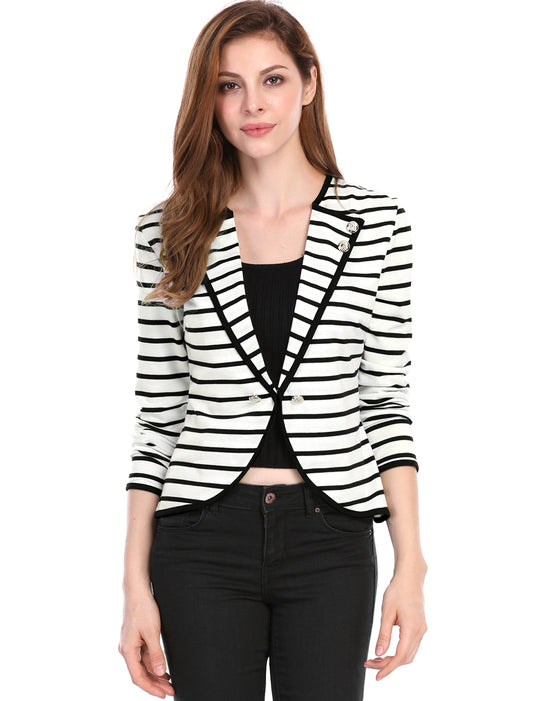 Women's Notched Lapel Casual Work Office Striped Blazer