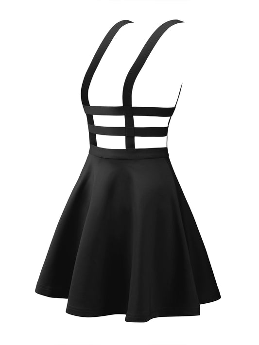 Women's Pleated Overall Summer Elastic Waist Kawaii A-Line Braces Suspender Skirt