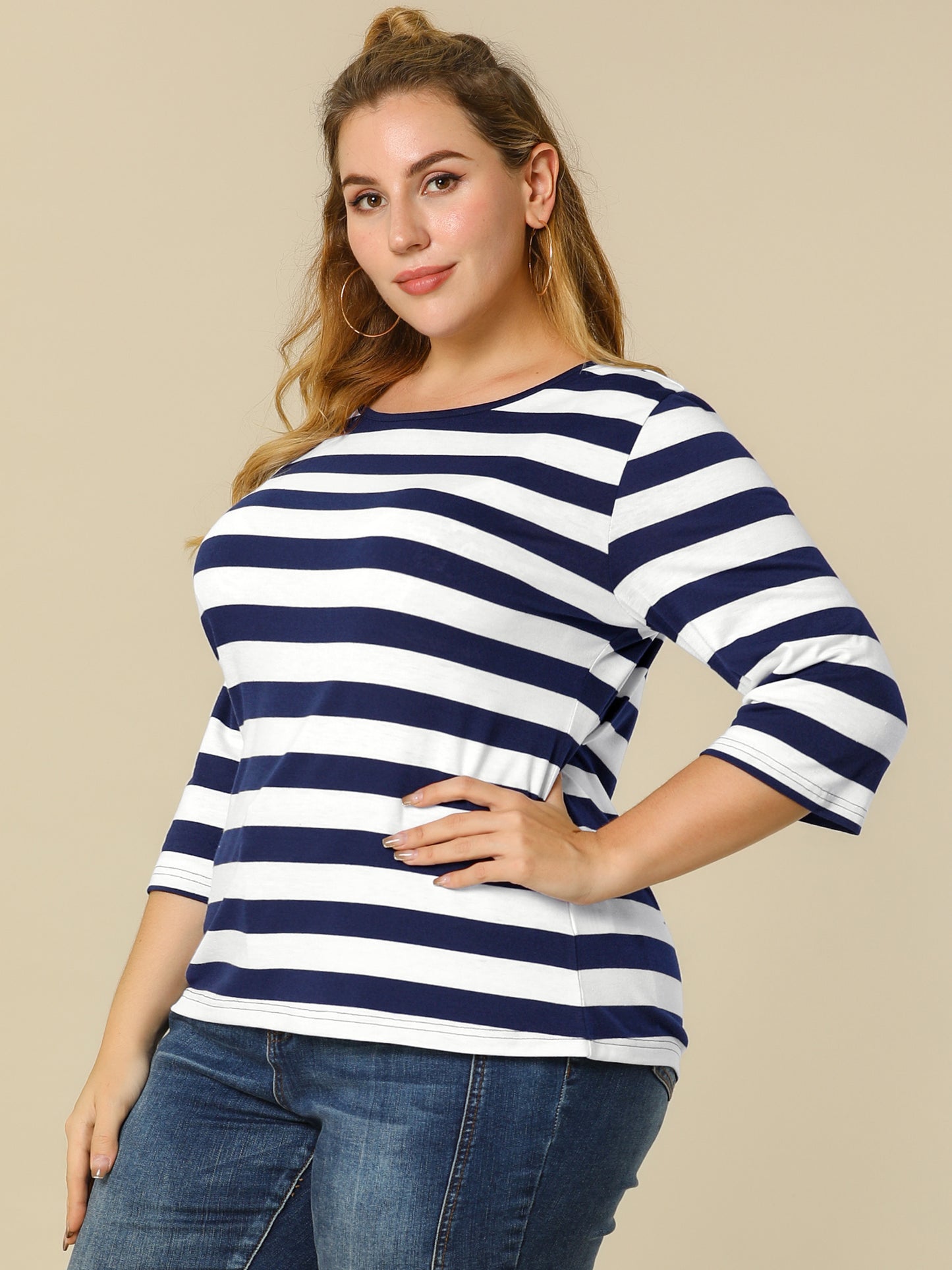 [PACK SALES] Women's 2 Pieces Round Neck Elbow Sleeves Casual T-Shirt