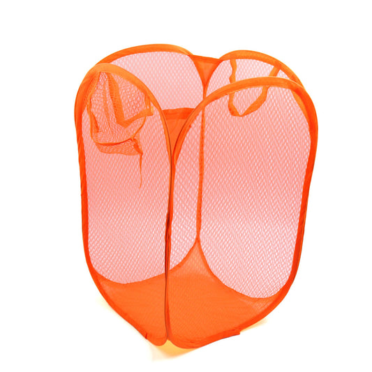 Mesh Laundry Baskets Fordable Clothes Storage Basket Organizer Orange
