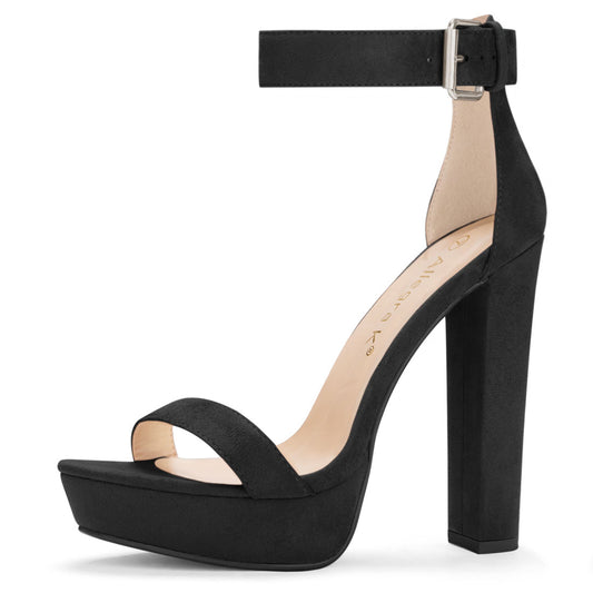 Sandalias de plataforma con tiras en el tobillo y tacones altos y gruesos para mujer