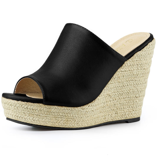 Sandalias de plataforma sin cordones para mujer, alpargatas, cuñas, chanclas y mules