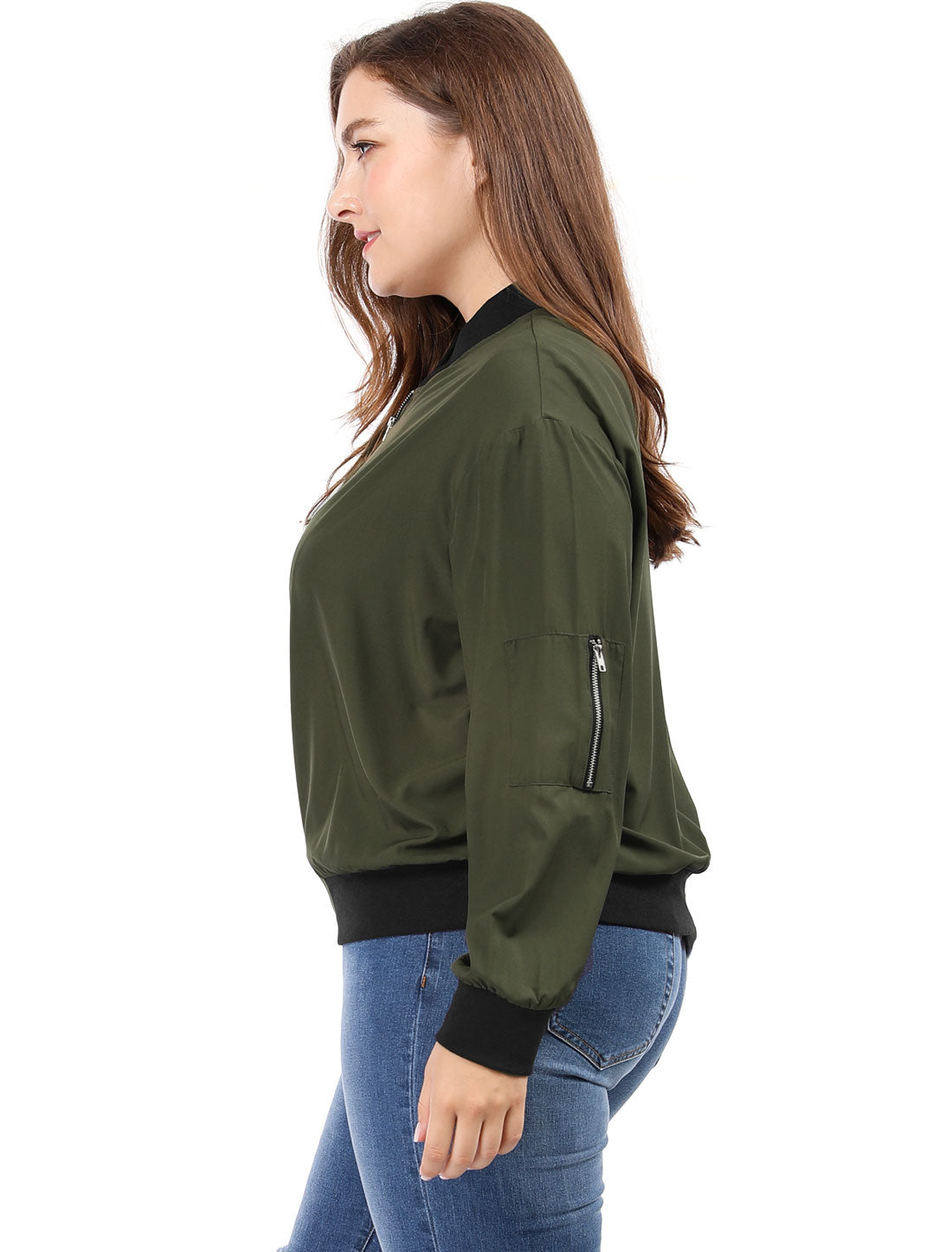 Women's Plus Size Bomber Jackets Lightweight with Pockets Zip Up Quilted Casual Outwear