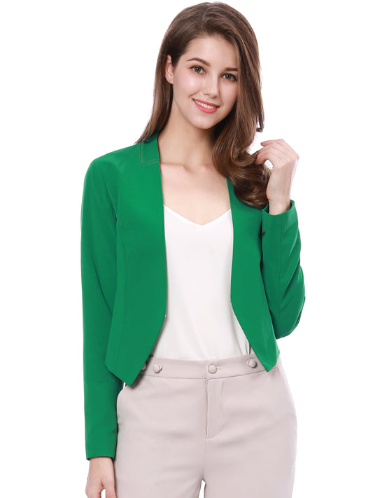 Women's Business Casual Collarless Cropped Blazer Jacket