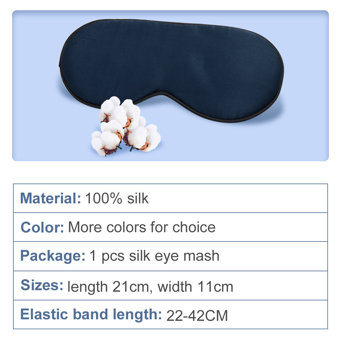 Soft Silk Travel Relax Eyes Pad Sleep Eye Mask Blindfold Dark Blue
