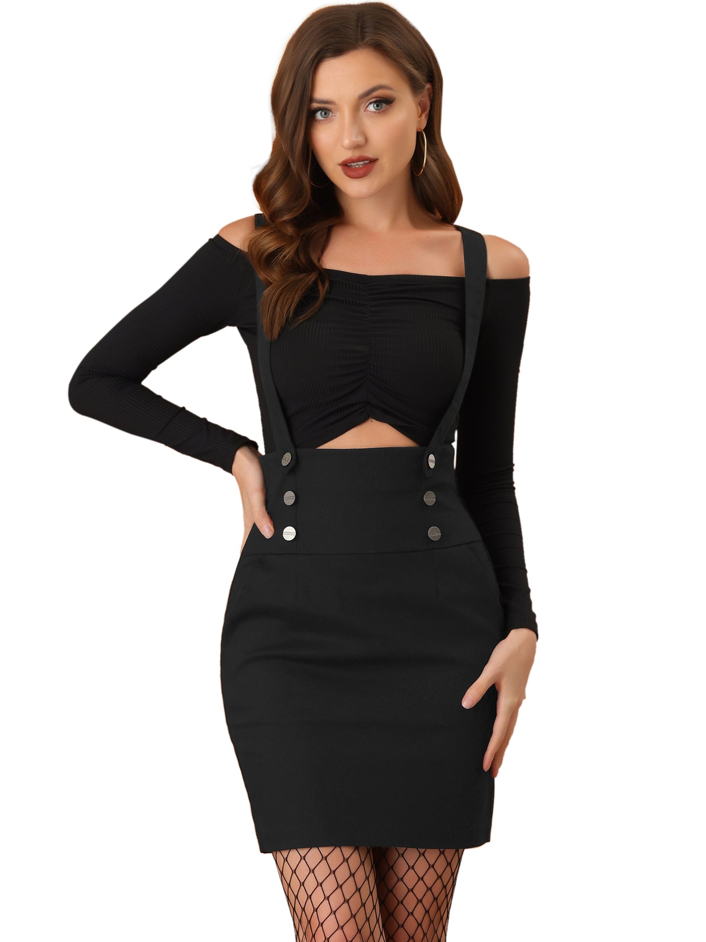 Mono de fiesta con tirantes de tubo y cintura alta para mujer, falda corta con tirantes ajustables