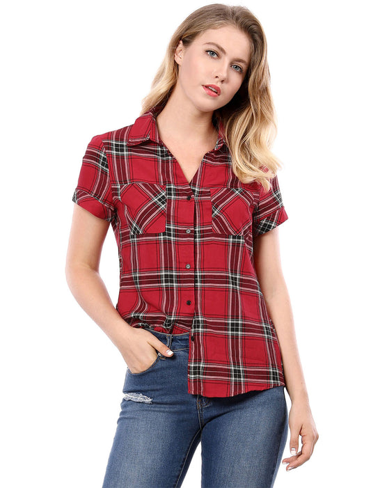Women's Classic Button Down Cotton Plaid Shirt (Available in Plus Size)