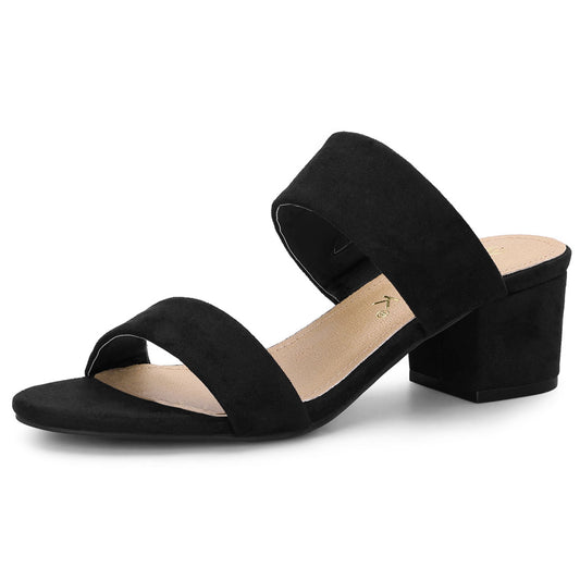 Sandalias tipo chanclas con tacón de bloque y doble tira para mujer
