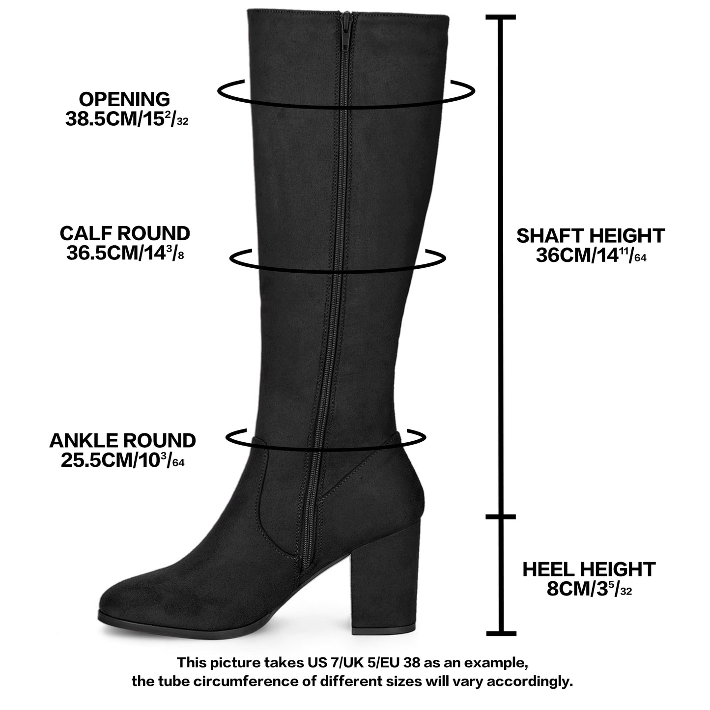 Women's Side Zipper Knee High Boots Chunky Heel Knee Boots, Deep Colors