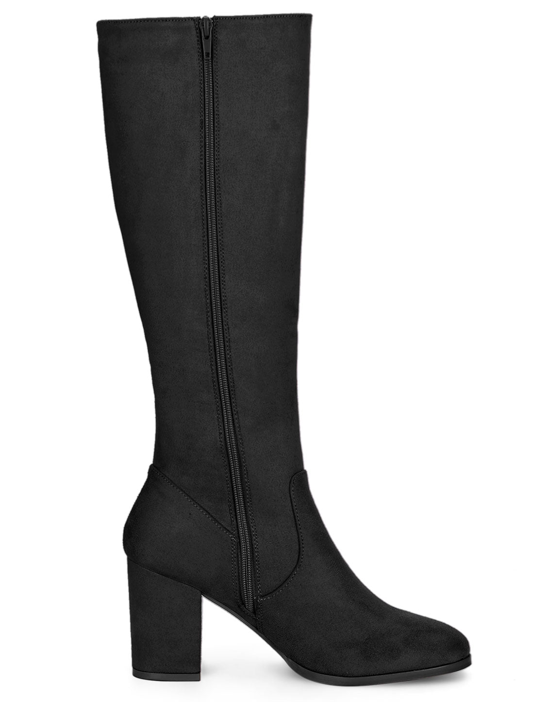 Women's Side Zipper Knee High Boots Chunky Heel Knee Boots, Deep Colors
