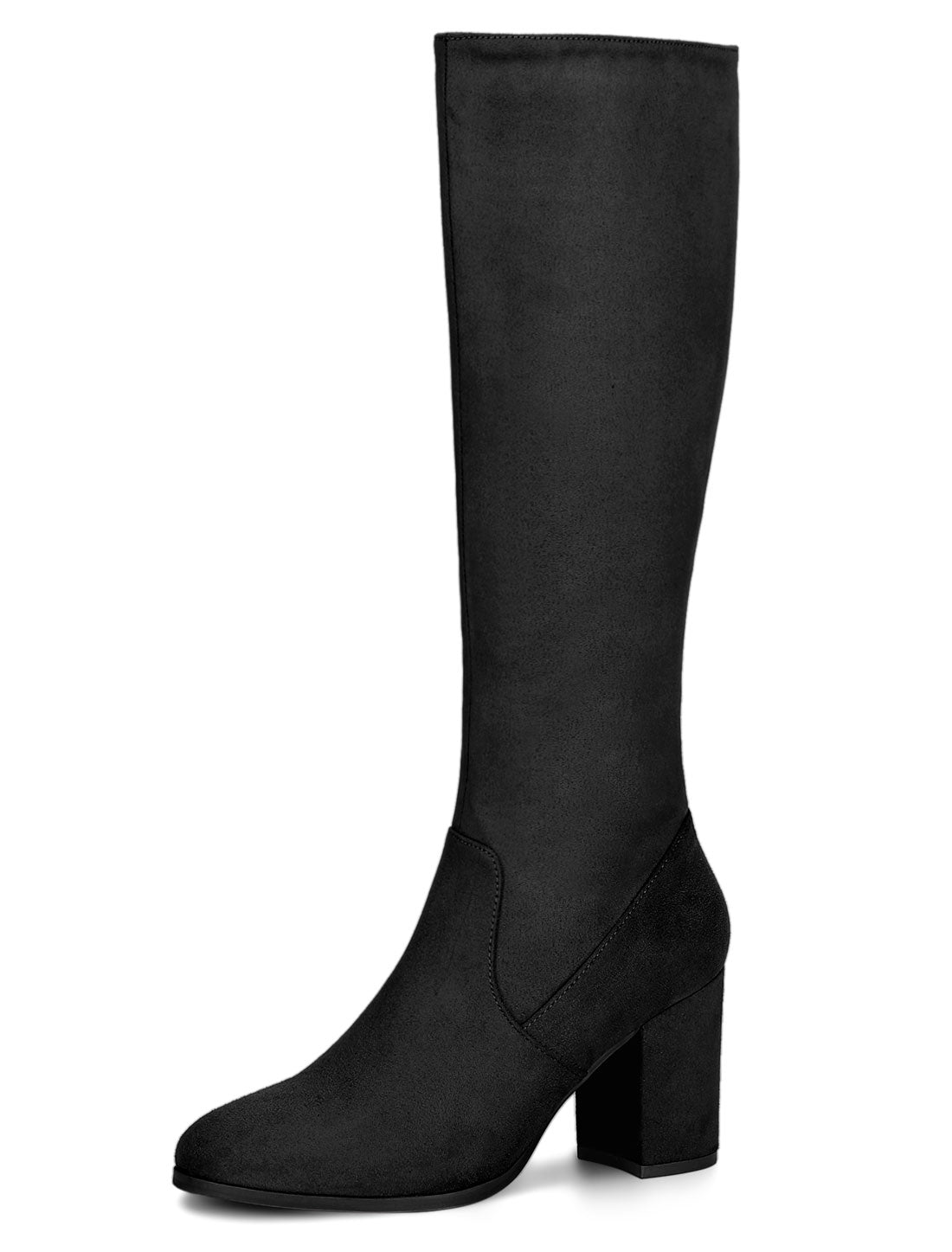 Women's Side Zipper Knee High Boots Chunky Heel Knee Boots, Deep Colors
