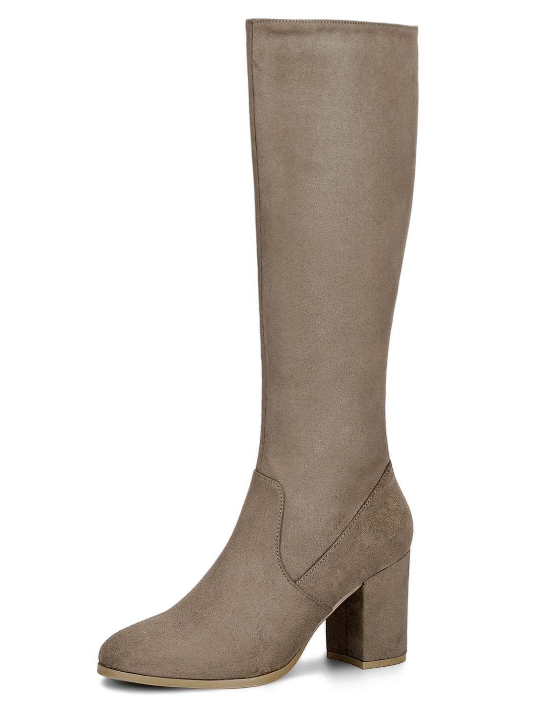 Women's Side Zipper Knee High Boots Chunky Heel Knee Boots, Deep Colors