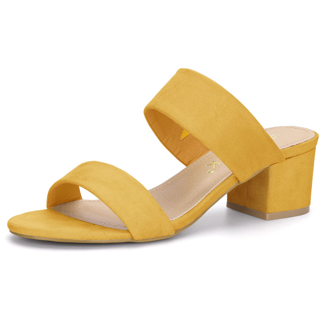 Women's Block Heel Dual Straps Slides Sandals