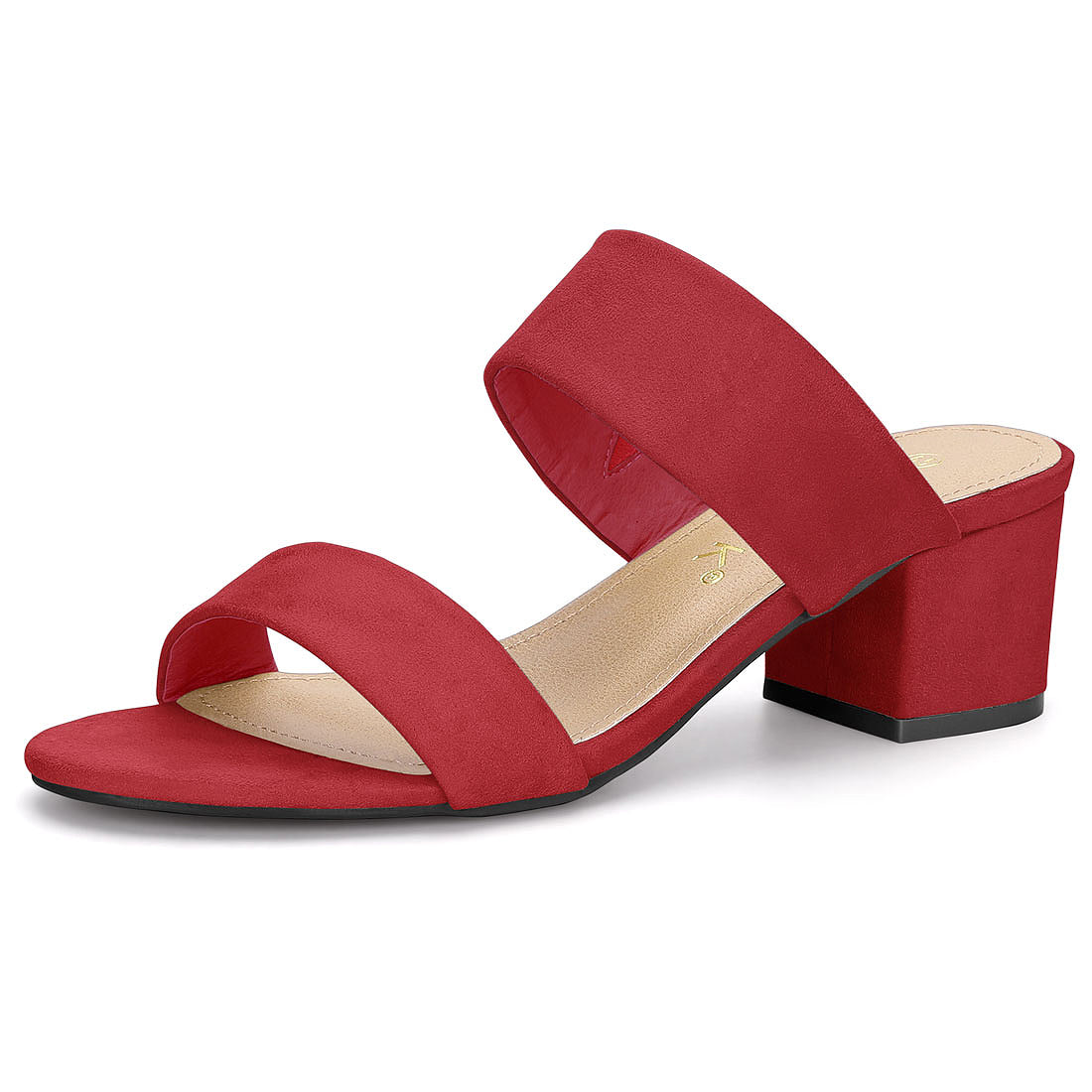 Women's Block Heel Dual Straps Slides Sandals