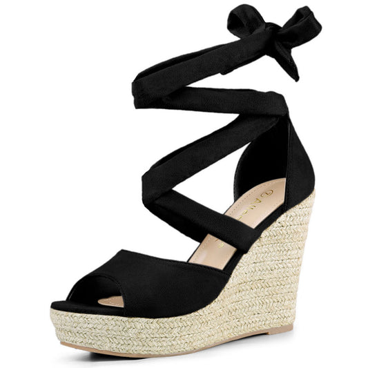 Alpargatas con cordones y plataforma para mujer