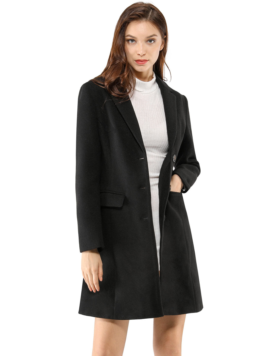 Women's Winter Coats Single Breasted Long Trench Coat Jackets, Deep Colors
