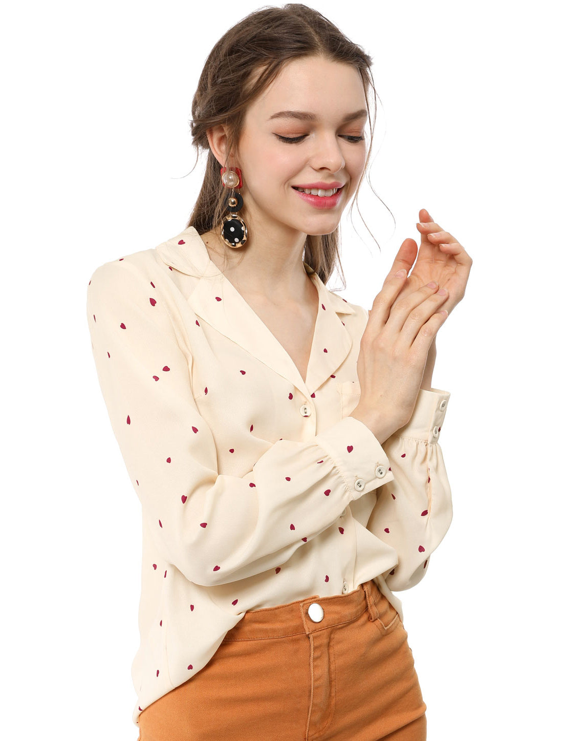 Women's Long Sleeve Printed Button Down Top (Available in Plus Size)