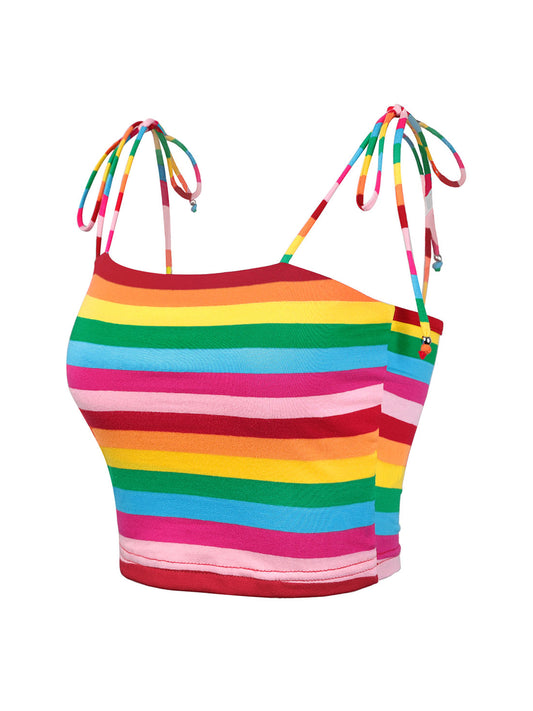 Women's Cami Tube Top Tie Spaghetti Straps Sleeveless Summer Crop Top (Available in Plus Size)