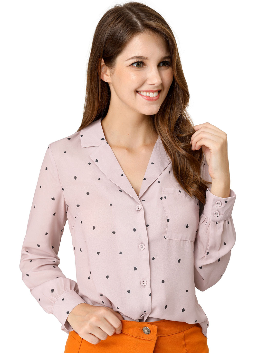 Women's Long Sleeve Printed Button Down Top (Available in Plus Size)