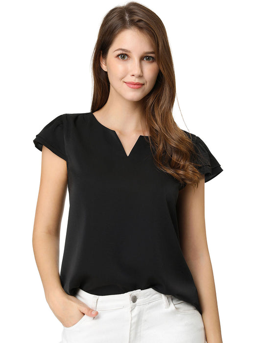 Women's Cap Sleeve Top Work Business Casual Plain Blouse