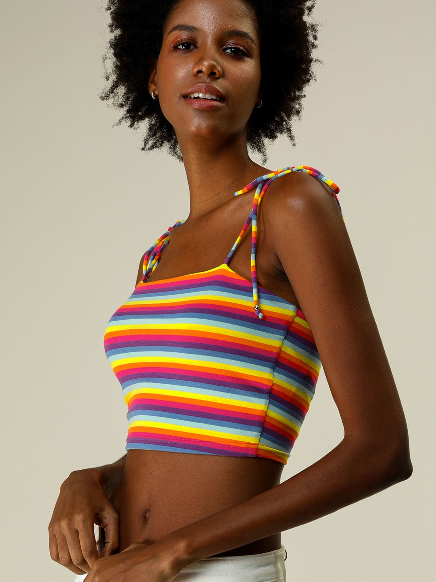 Women's Cami Tube Top Tie Spaghetti Straps Sleeveless Summer Crop Top (Available in Plus Size)
