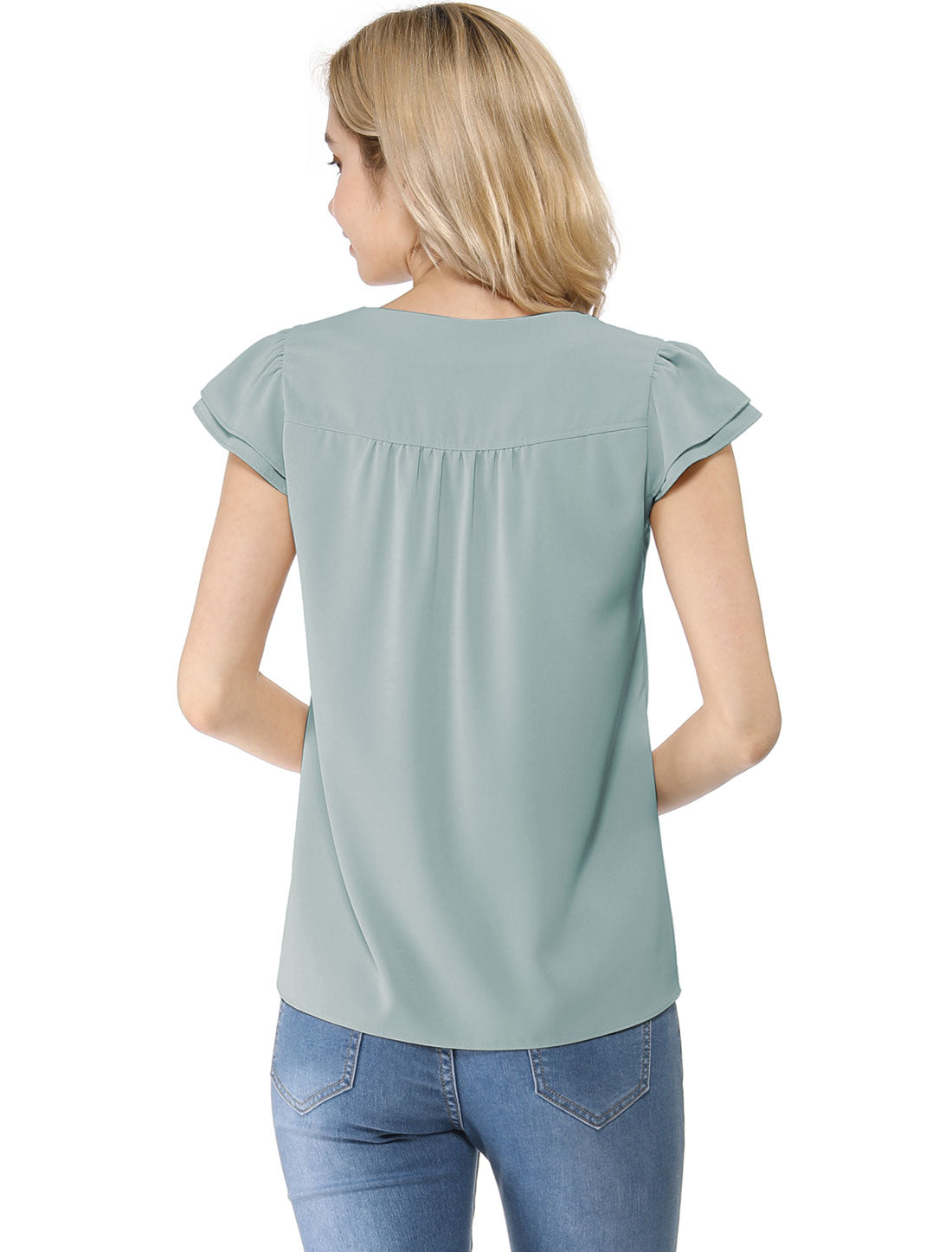 Women's Cap Sleeve Top Work Business Casual Plain Blouse