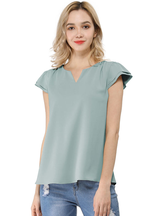 Women's Cap Sleeve Top Work Business Casual Plain Blouse