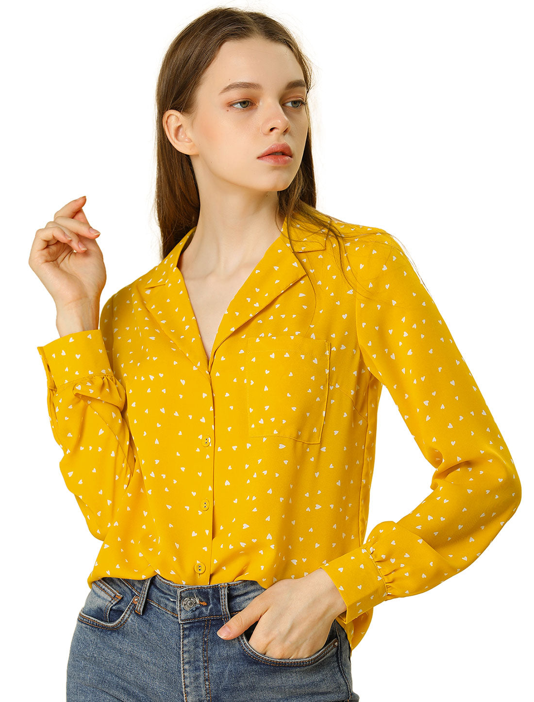 Women's Long Sleeve Printed Button Down Top (Available in Plus Size)